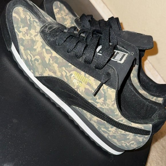 Puma Roma Classic Mens Running Trainers Sneakers Suede Camo (Size 12) - Picture 3 of 5